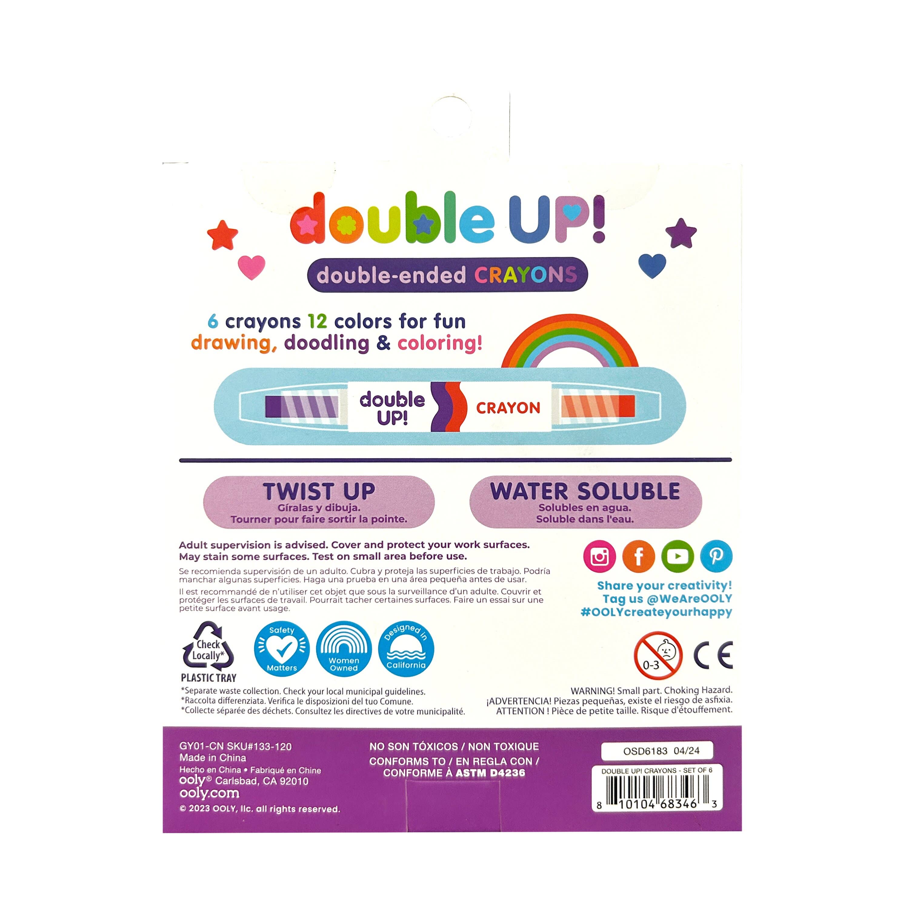 OOLY - Double Up! Double-Ended Crayons (Set of 6 / 12 Colors)
