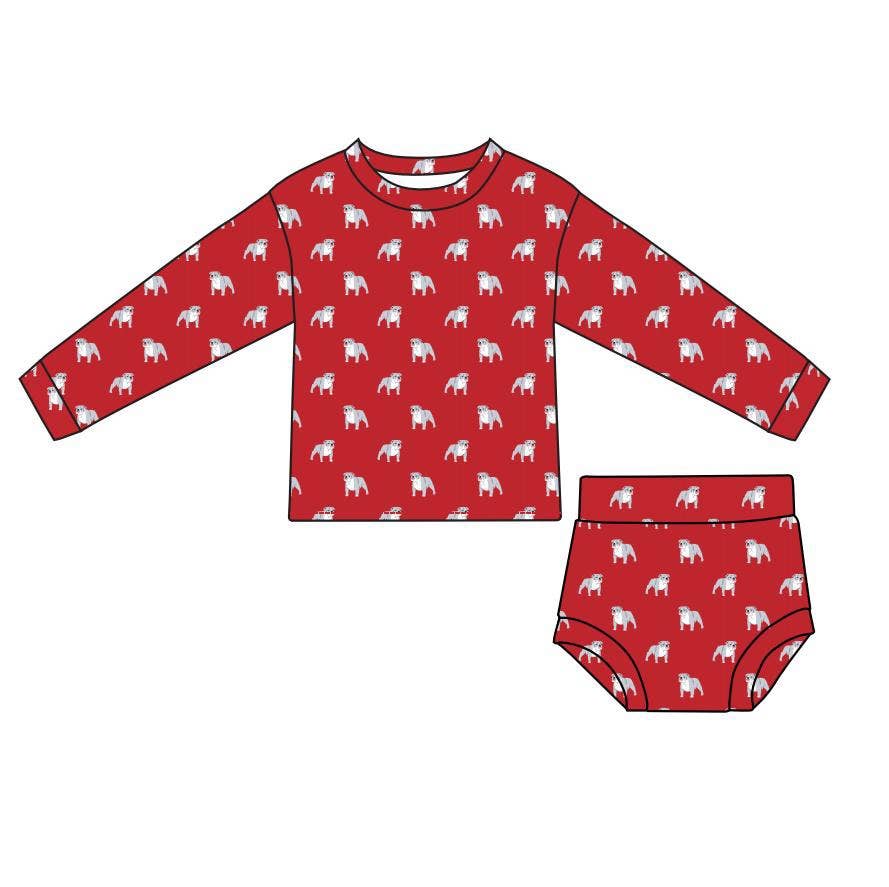 Southern Slumber - Red Bulldog Bamboo Sweatshirt Set - Top & Bottom - GAME DAY