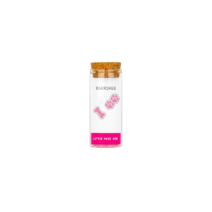 Little Miss Zoe - Stud Kids Earrings in a Bottle: Colorful Smiley Pink