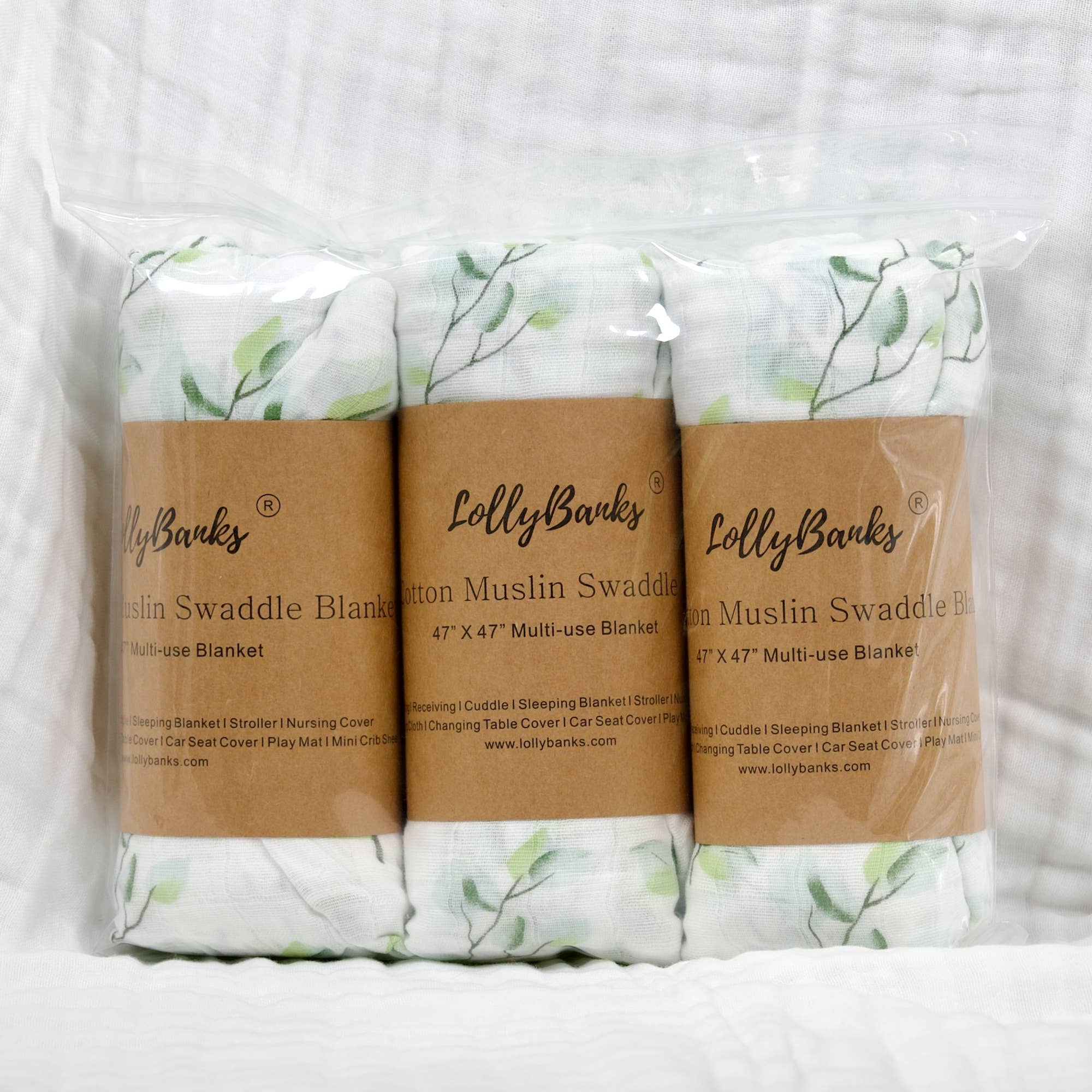 LollyBanks - Relaxing Eucalyptus Baby Swaddle Blanket