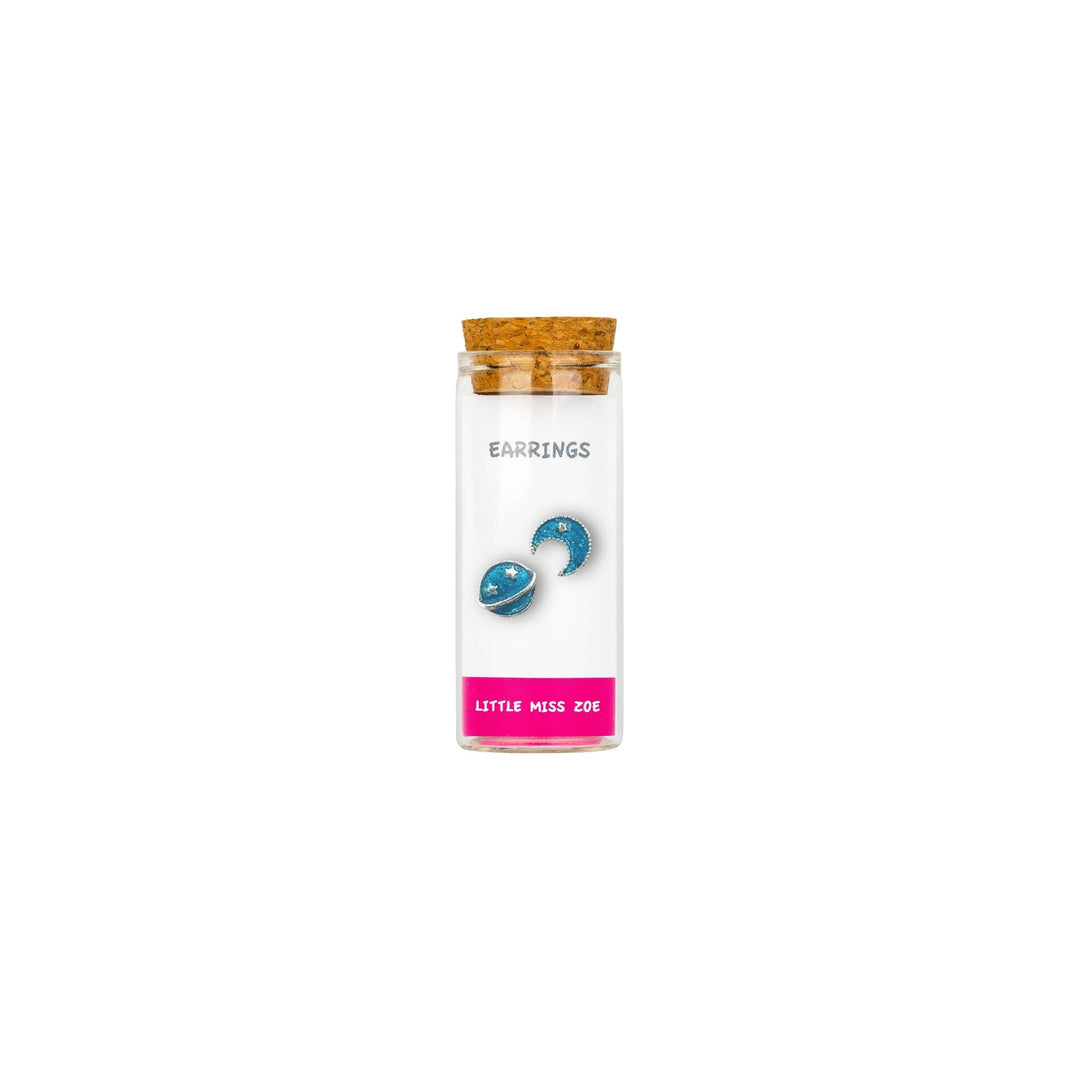 Little Miss Zoe - Stud Kids Earrings in a Bottle: Colorful Smiley Pink