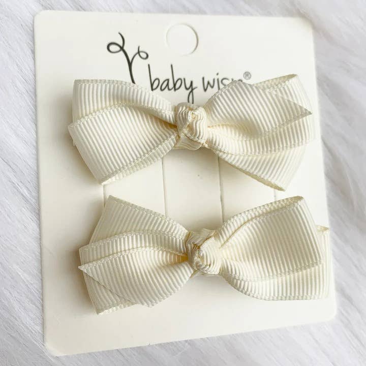 Baby Wisp - Aiyanna Ribbon Boutique 2Bows Knotted center Alligator Clips