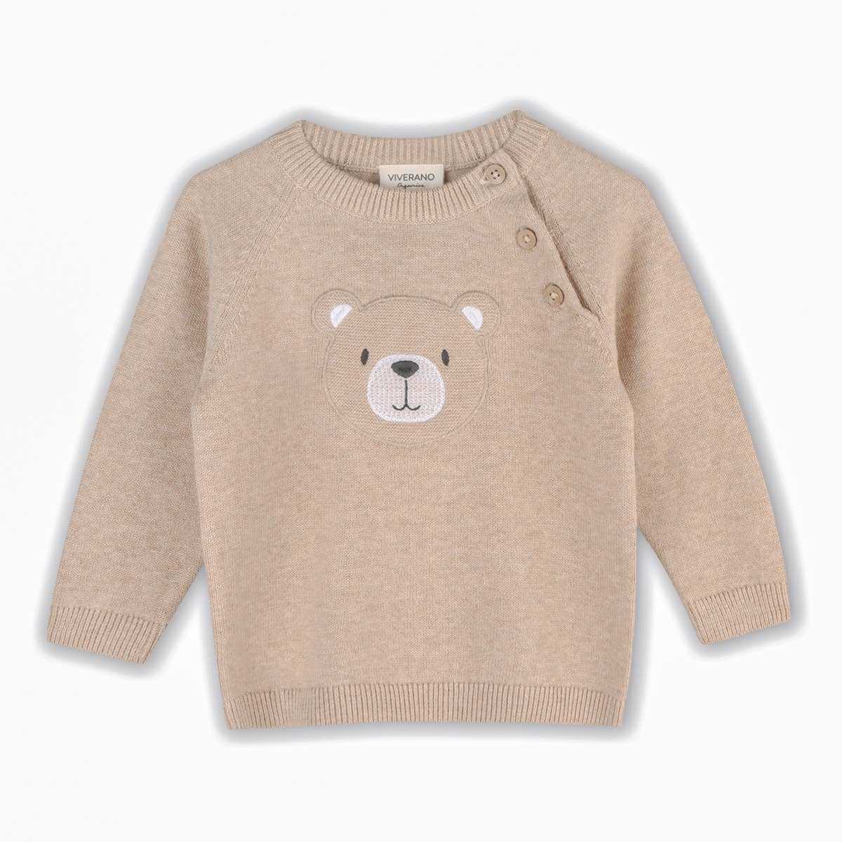 Viverano Organics - Teddy Bear Applique Baby Raglan Pullover (Organic Cotton)