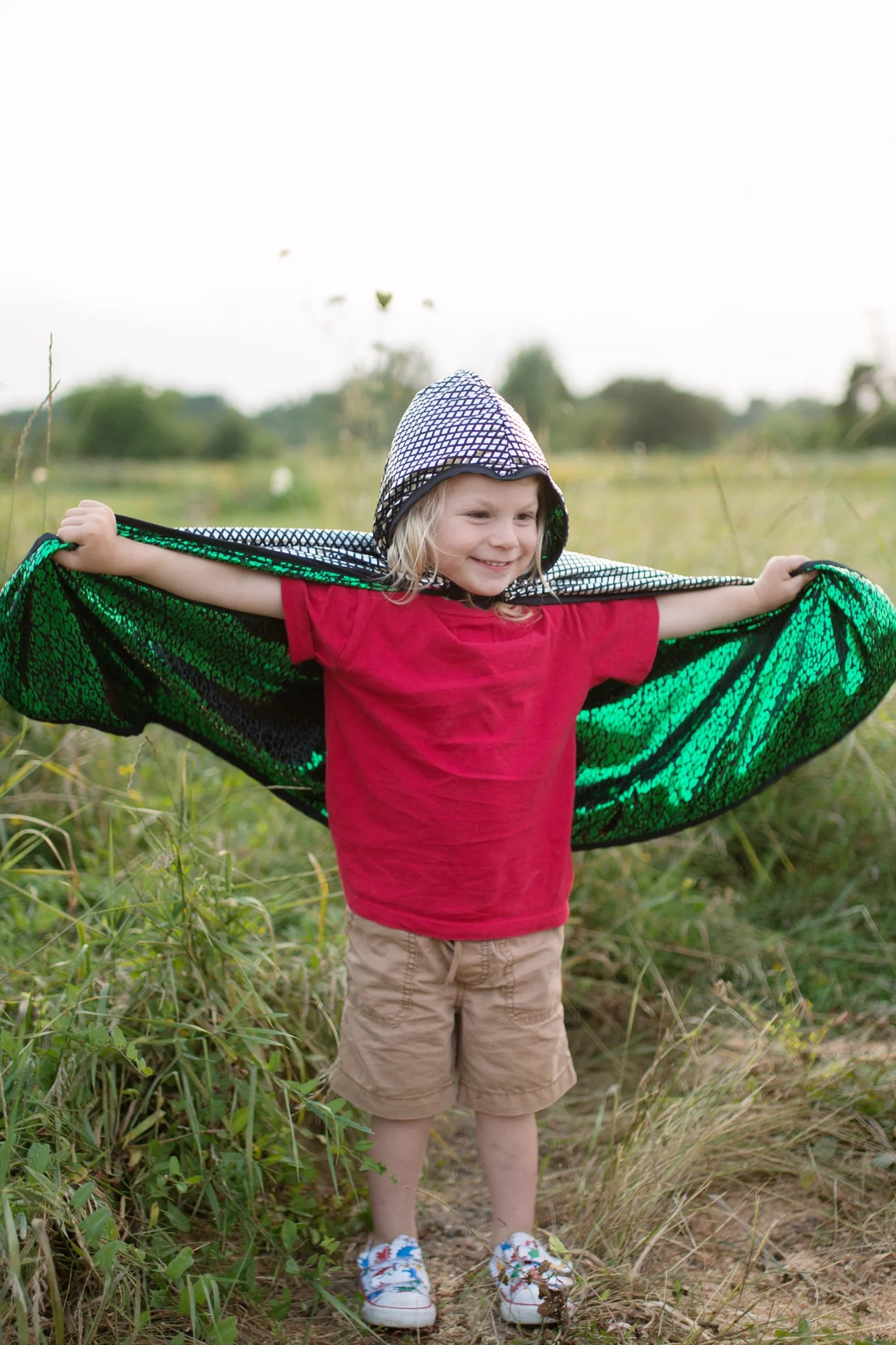 Great Pretenders - Dragon Knight Reversible Cape - Green/Silver