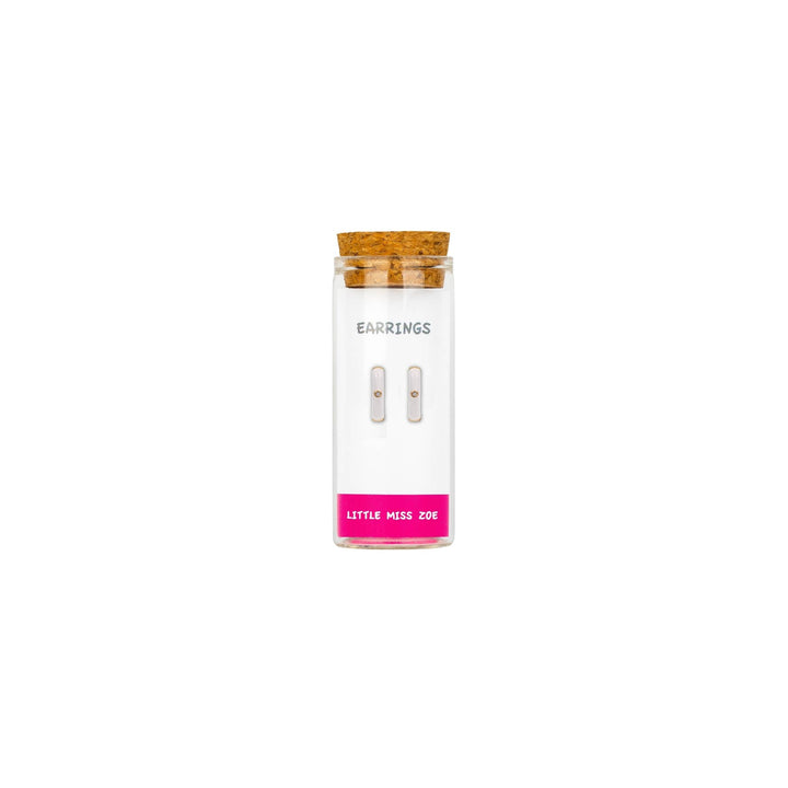 Little Miss Zoe - Stud Kids Earrings in a Bottle: Colorful Smiley Pink