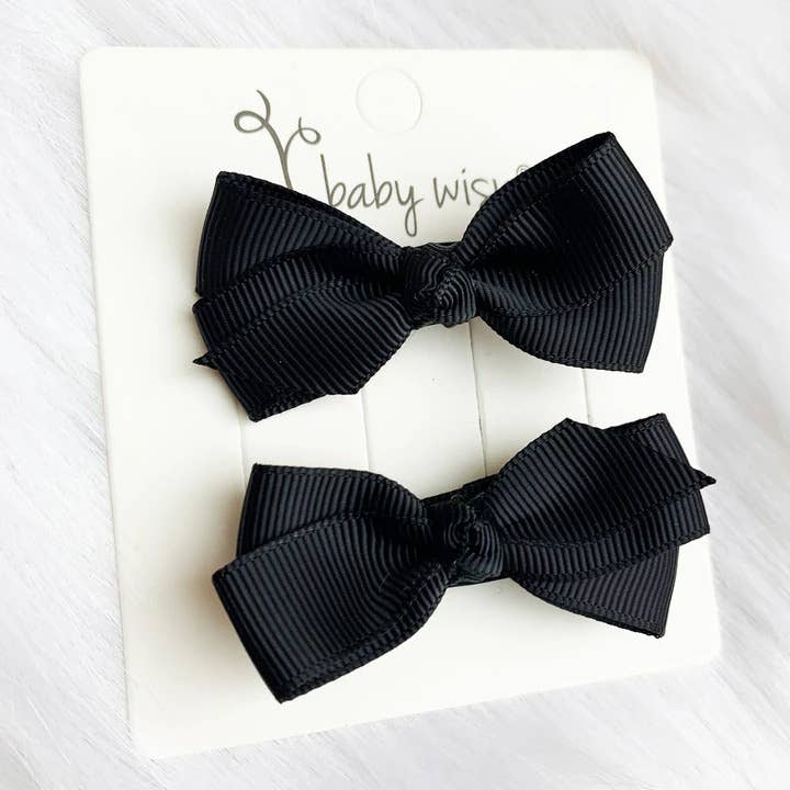 Baby Wisp - Aiyanna Ribbon Boutique 2Bows Knotted center Alligator Clips
