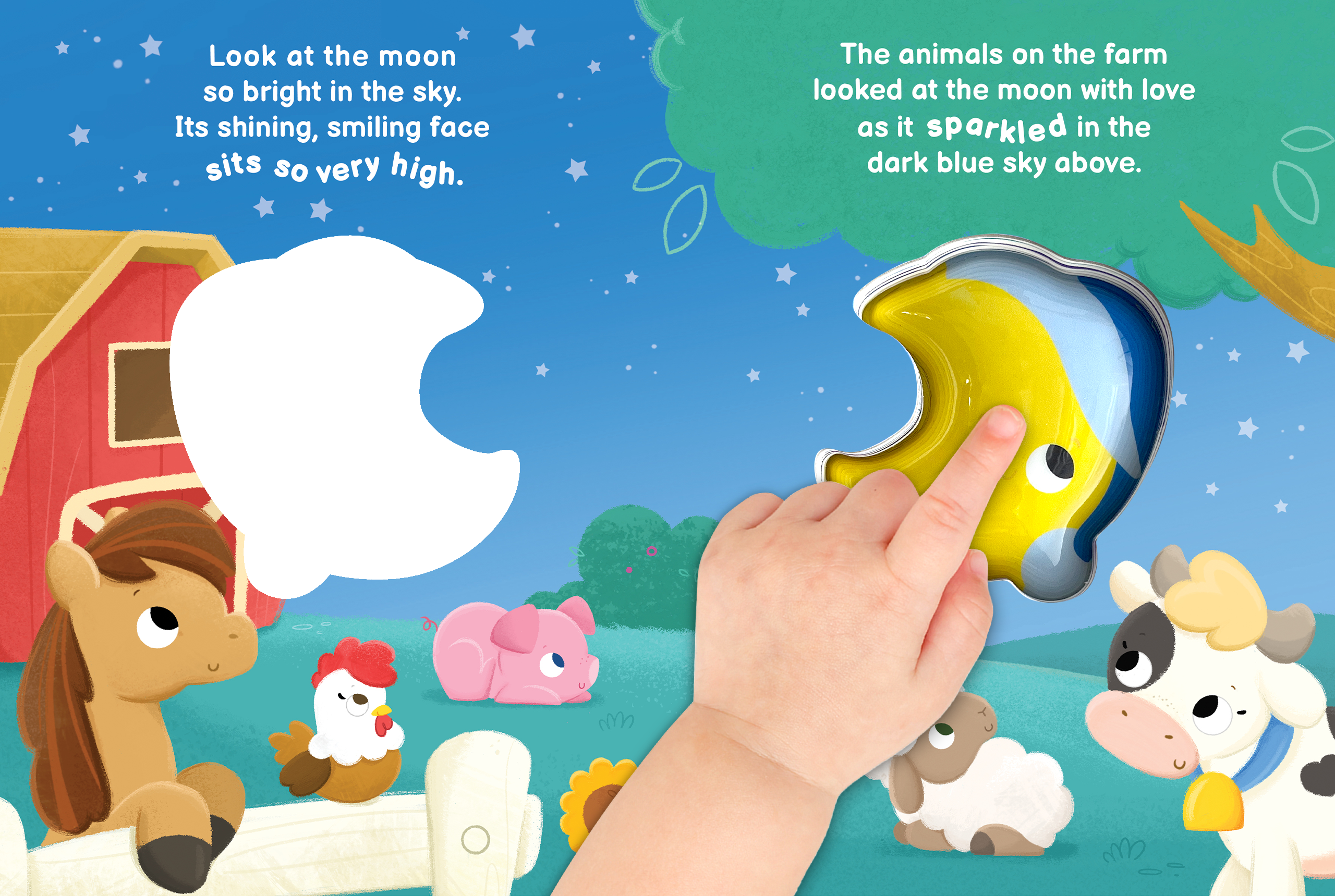 Little Hippo Books - Over the Moon Sensory Touch and Light-Up Board Book