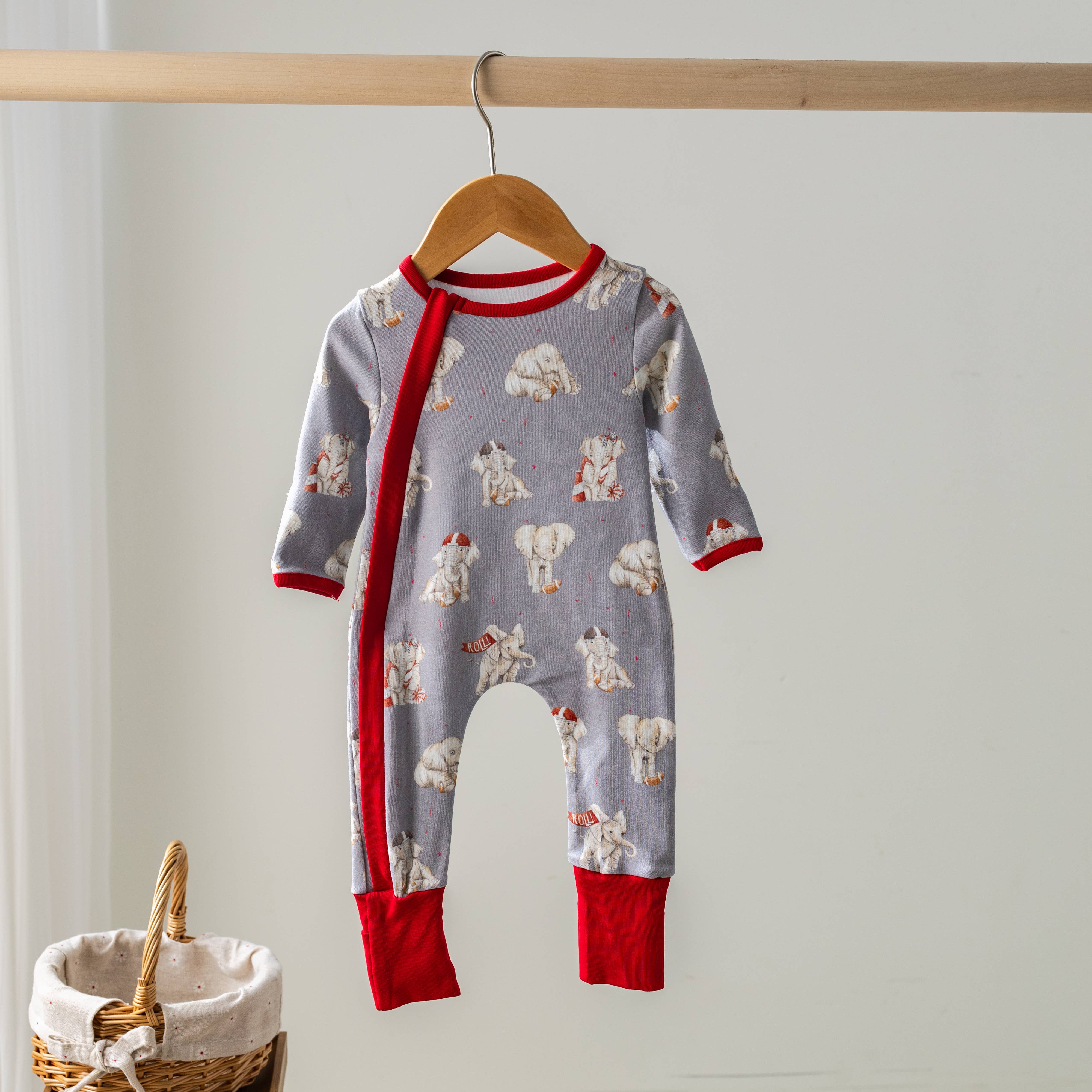 Nola Tawk - MVC: Alabama (Elephants) Organic Cotton Kids Pajamas (Gray)