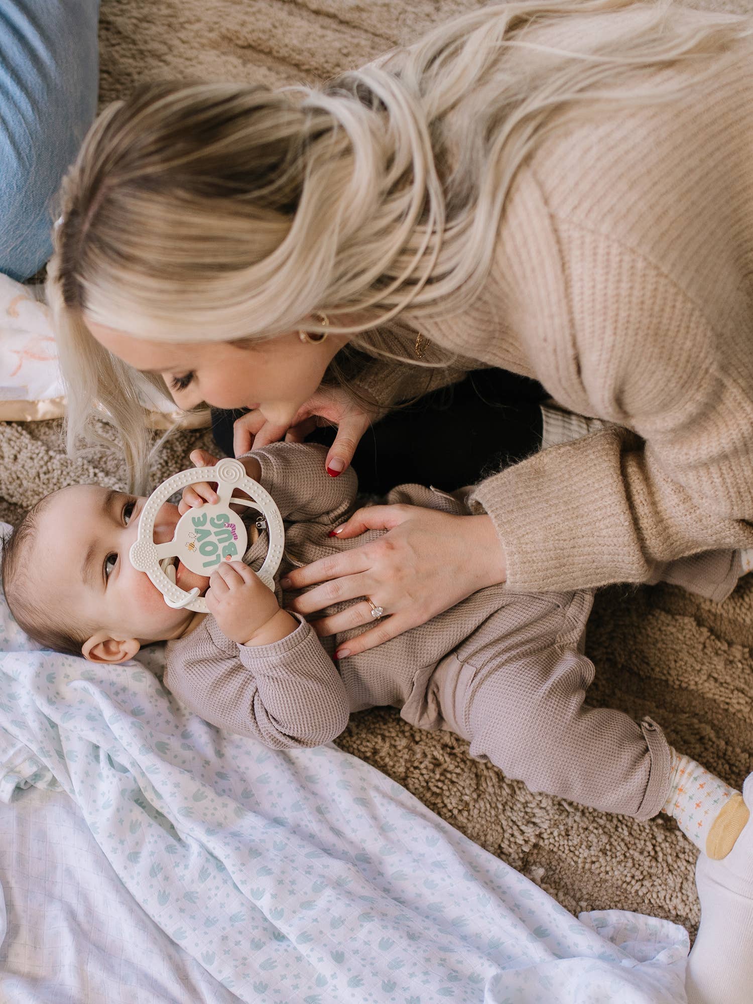 JuJuBe - Silicone Teether Ring with Detachable Clip Love Bug