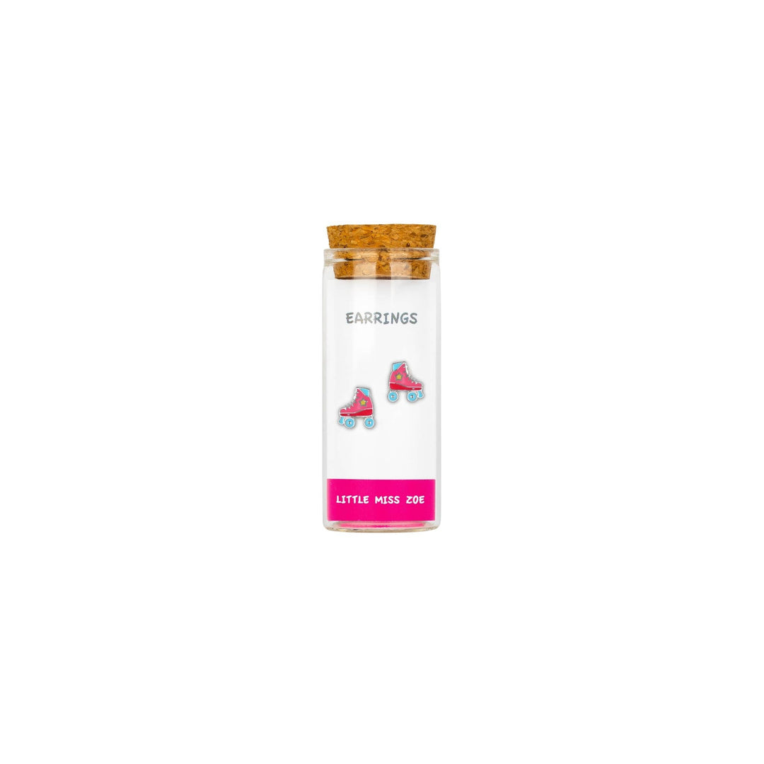 Little Miss Zoe - Stud Kids Earrings in a Bottle: Colorful Smiley Pink