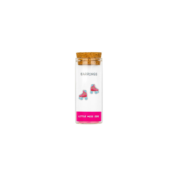 Little Miss Zoe - Stud Kids Earrings in a Bottle: Colorful Smiley Pink