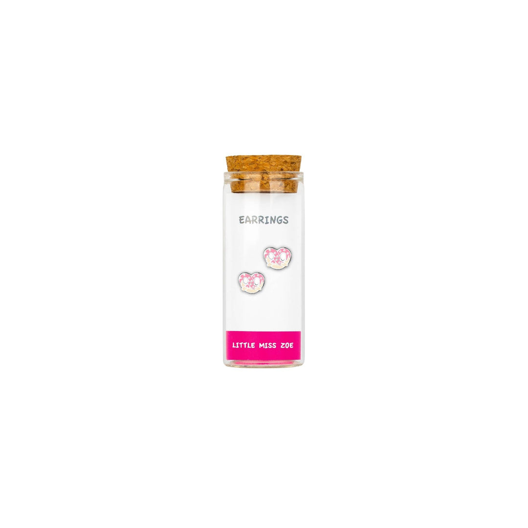 Little Miss Zoe - Stud Kids Earrings in a Bottle: Colorful Smiley Pink