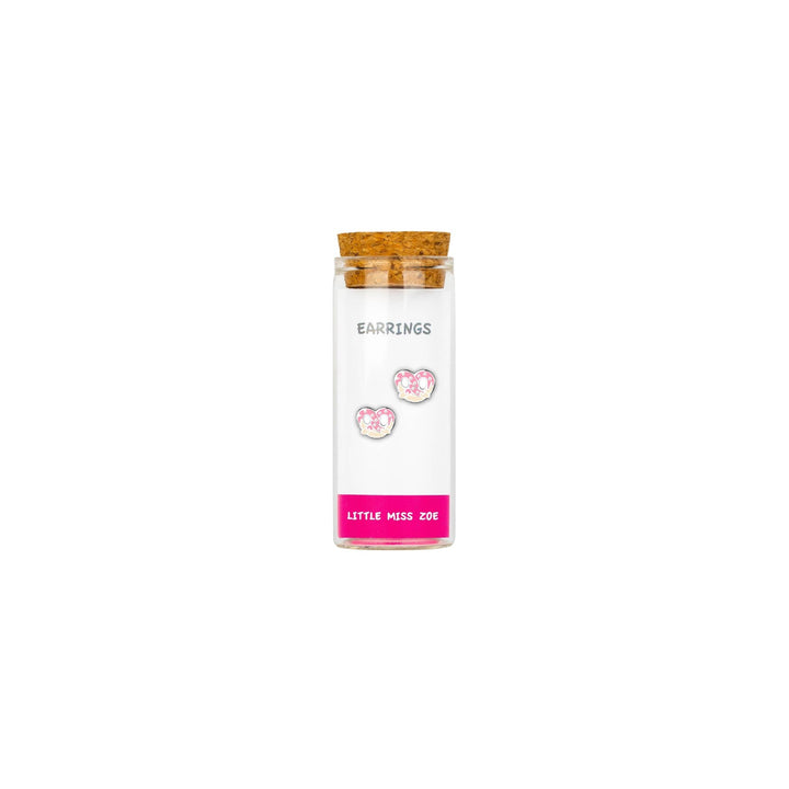 Little Miss Zoe - Stud Kids Earrings in a Bottle: Colorful Smiley Pink