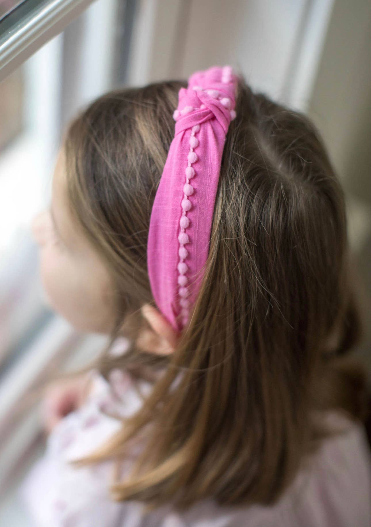 Lolo Headbands and Accessories - Preppy Pom Knot Headband - Pink