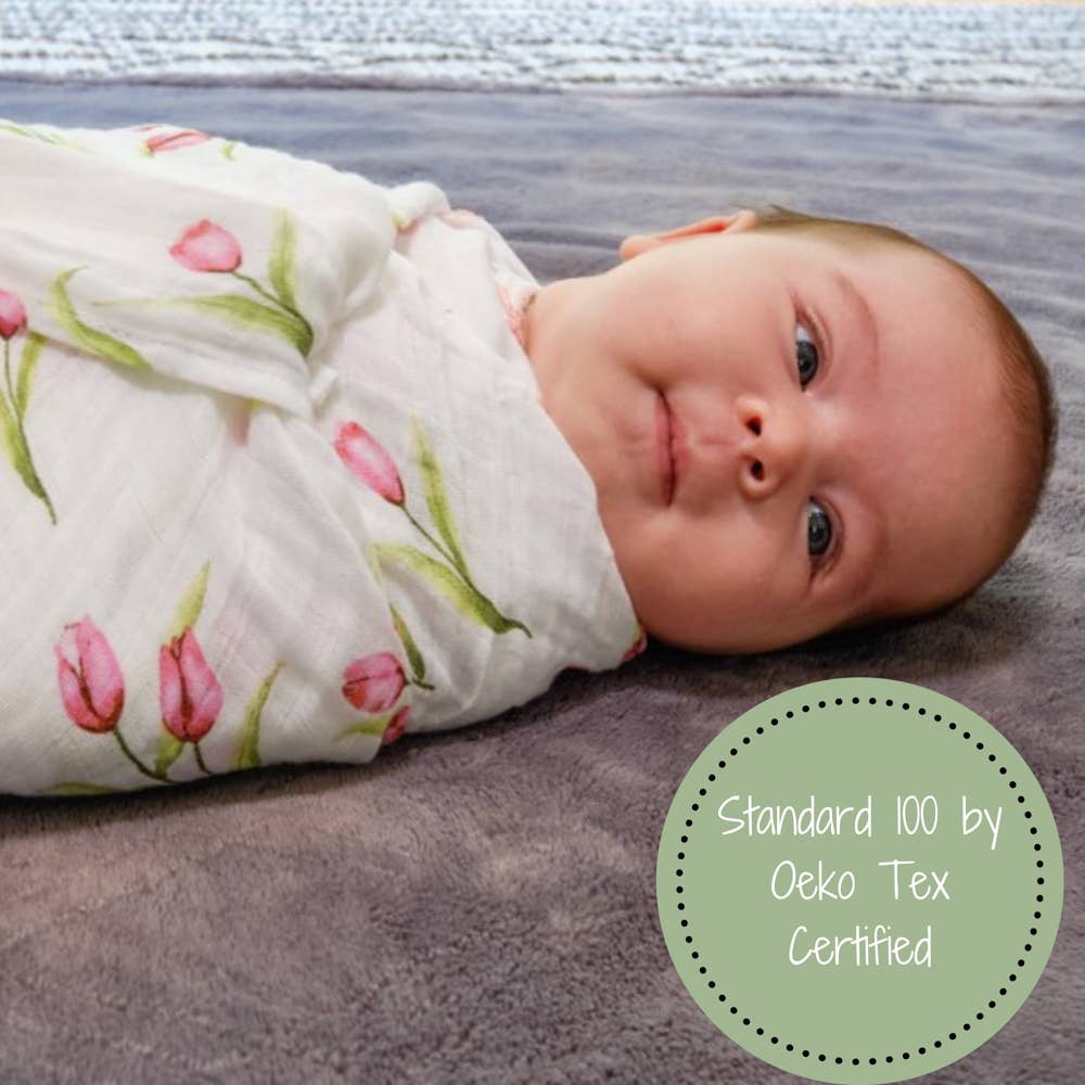 LollyBanks - Tulip Garden Baby Swaddle Blanket