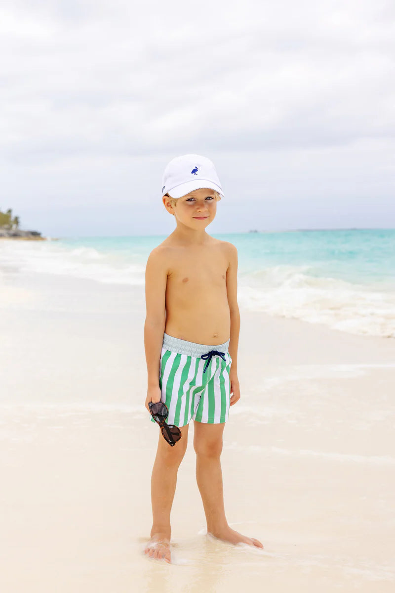 The Beaufort Bonnet Company - Turtle Bay Swim Trunks - Kiawah Kelly Green Stripe/Buckhead Blue