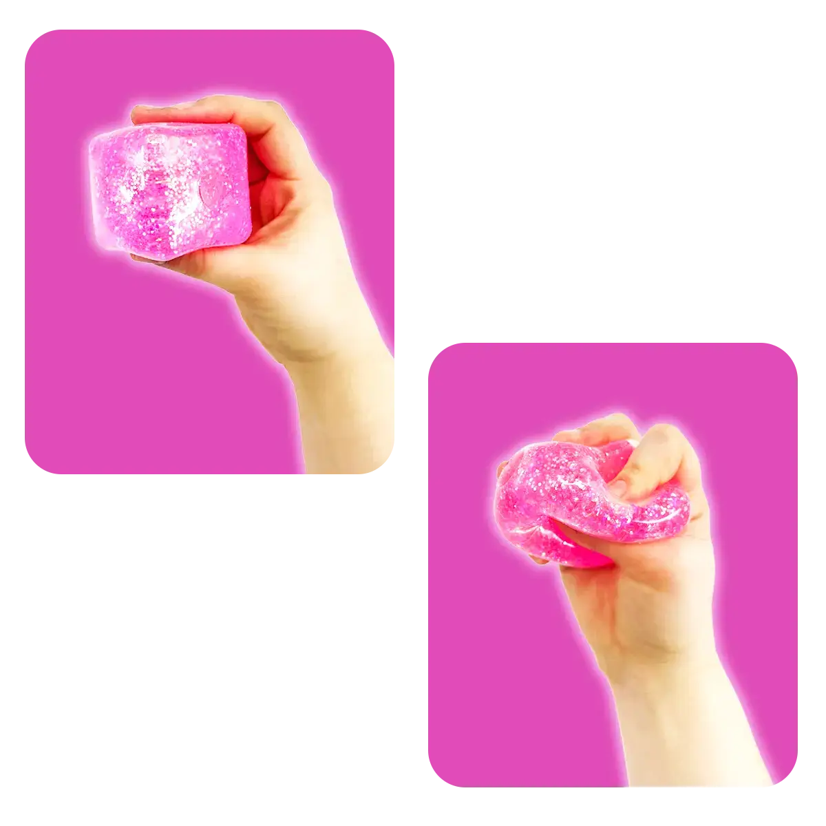 Novelty Brands - Fun Doh Squish & Squeeze Sparkle Cube Fidget Toy-