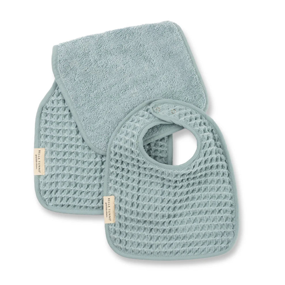 Bella Tunno - Burp Cloth/Bib Set Sea Foam - Fog