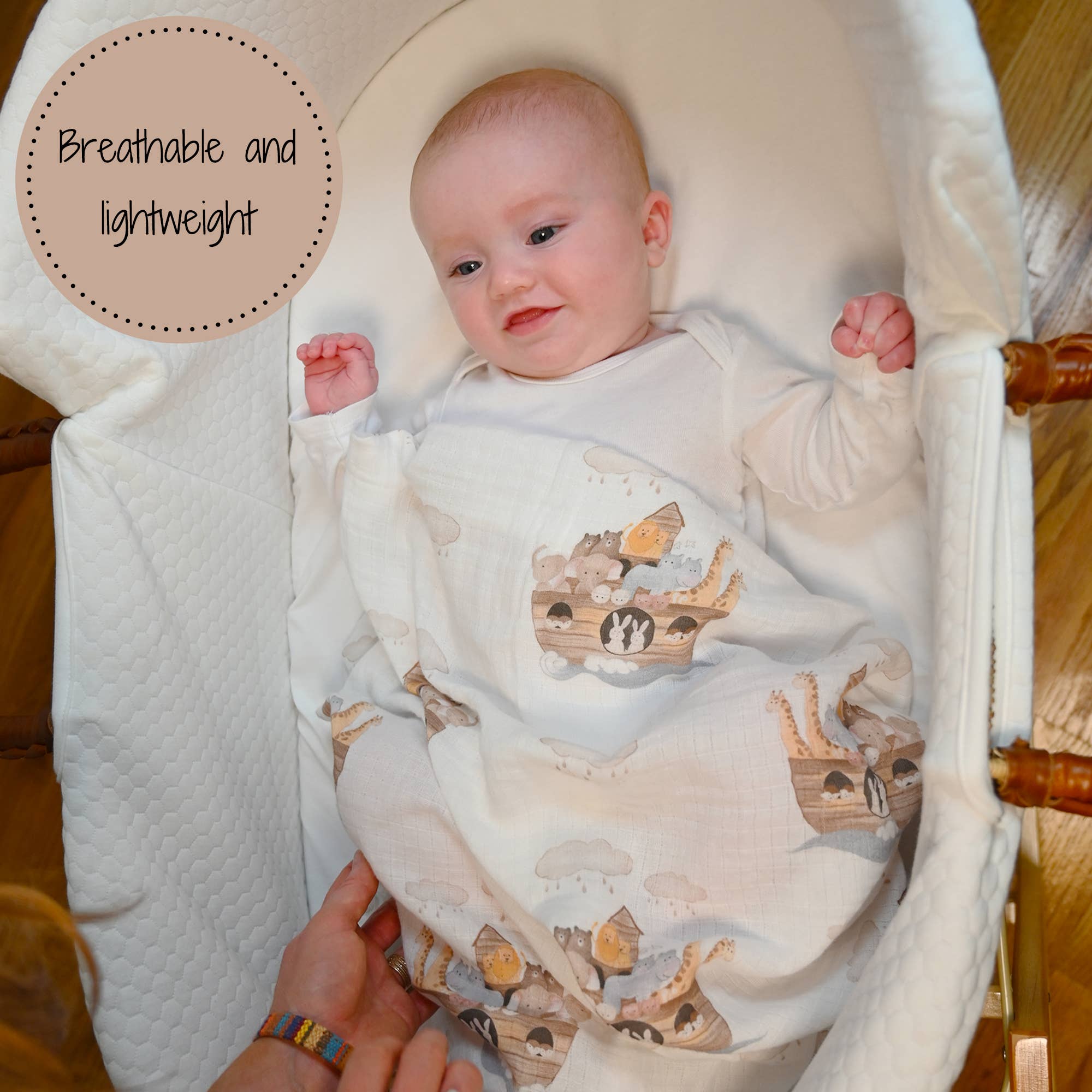 LollyBanks - Noah's Ark Baby Swaddle Blanket
