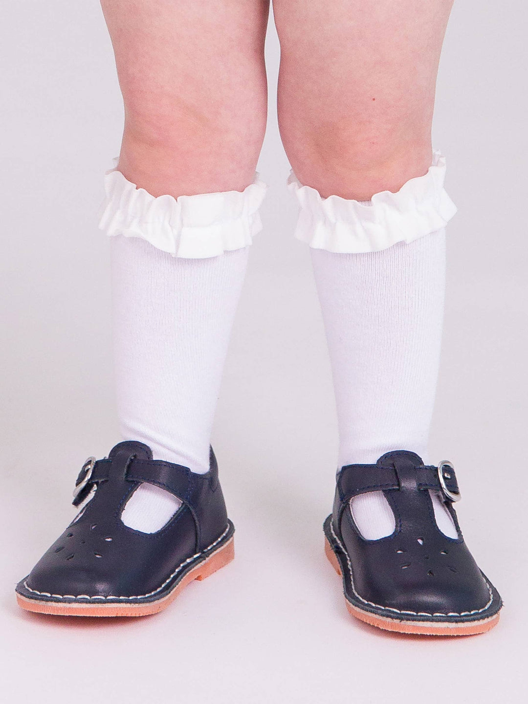 Girls 3-Pack Knee High Ruffle Socks - Black, White &amp; Dark Navy