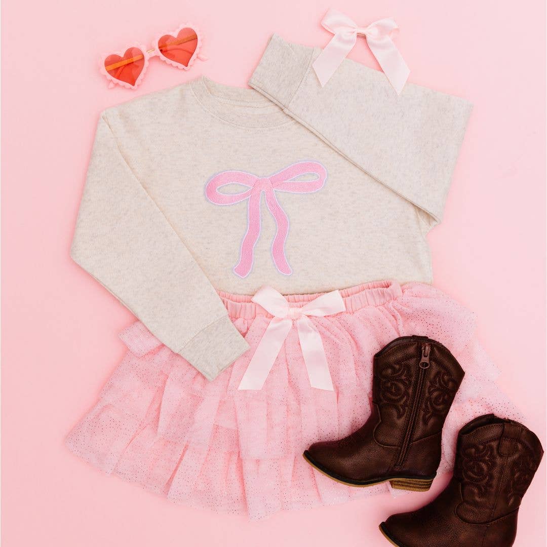 Sweet Wink - Coquette Bow Patch Sweatshirt - Kids Coquette Bow Sweatshirt