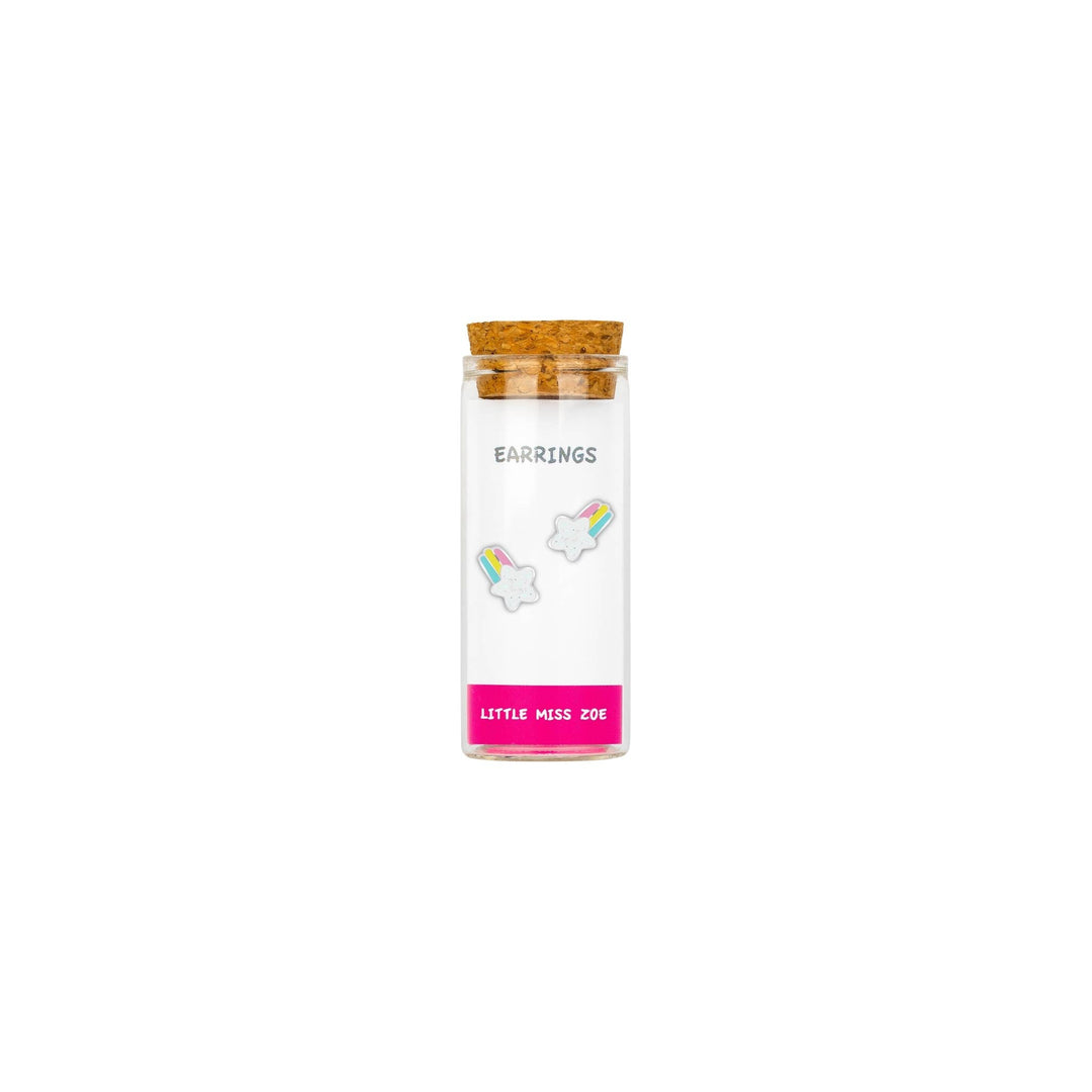 Little Miss Zoe - Stud Kids Earrings in a Bottle: Colorful Smiley Pink