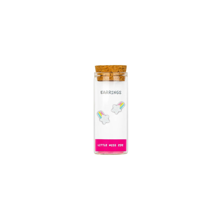 Little Miss Zoe - Stud Kids Earrings in a Bottle: Colorful Smiley Pink