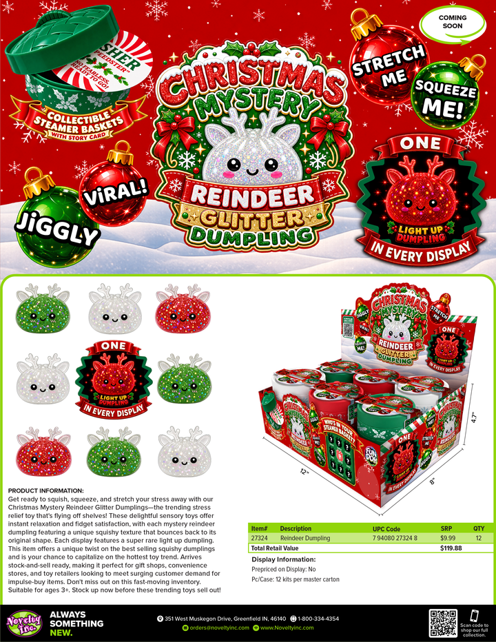 Novelty Brands - Fun Doh Christmas Mystery Reindeer Dumpling Squishy Toy