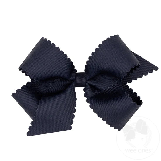 Wee Ones - Medium Grosgrain Hair Bow with Scalloped Edge