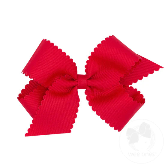 Wee Ones - Medium Grosgrain Hair Bow with Scalloped Edge