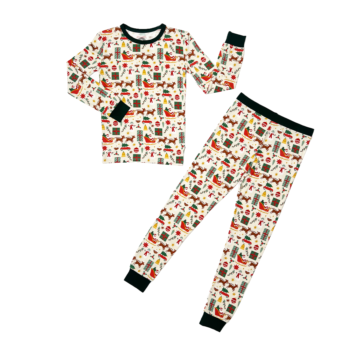 Emerson and Friends - Holiday Vintage Christmas Bamboo Kids Pajamas Toddler Set