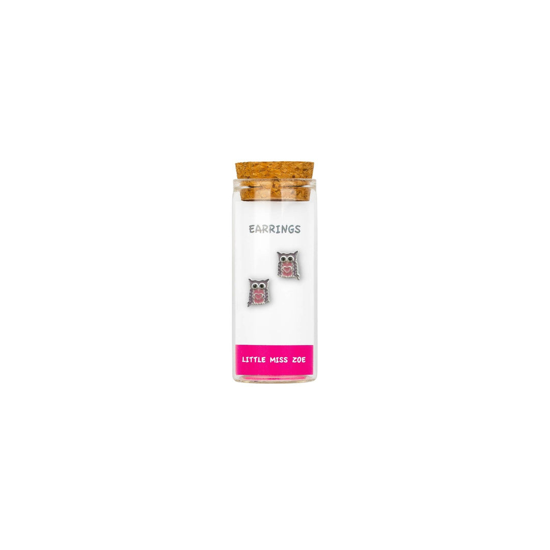 Little Miss Zoe - Stud Kids Earrings in a Bottle: Colorful Smiley Pink