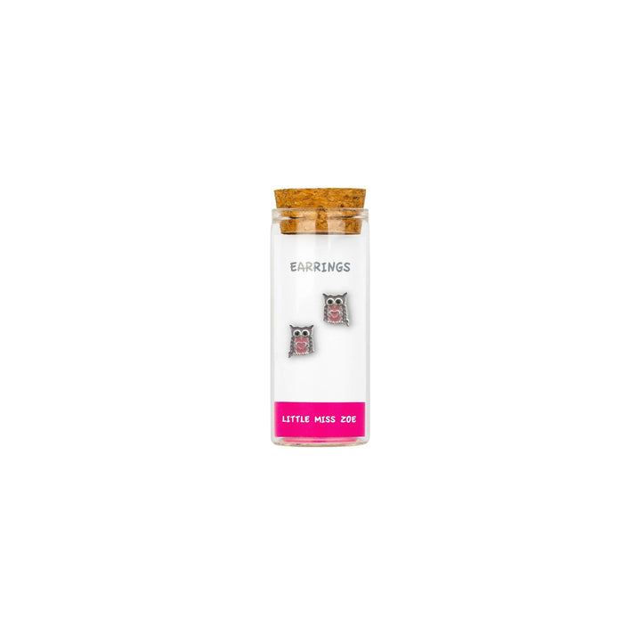 Little Miss Zoe - Stud Kids Earrings in a Bottle: Colorful Smiley Pink