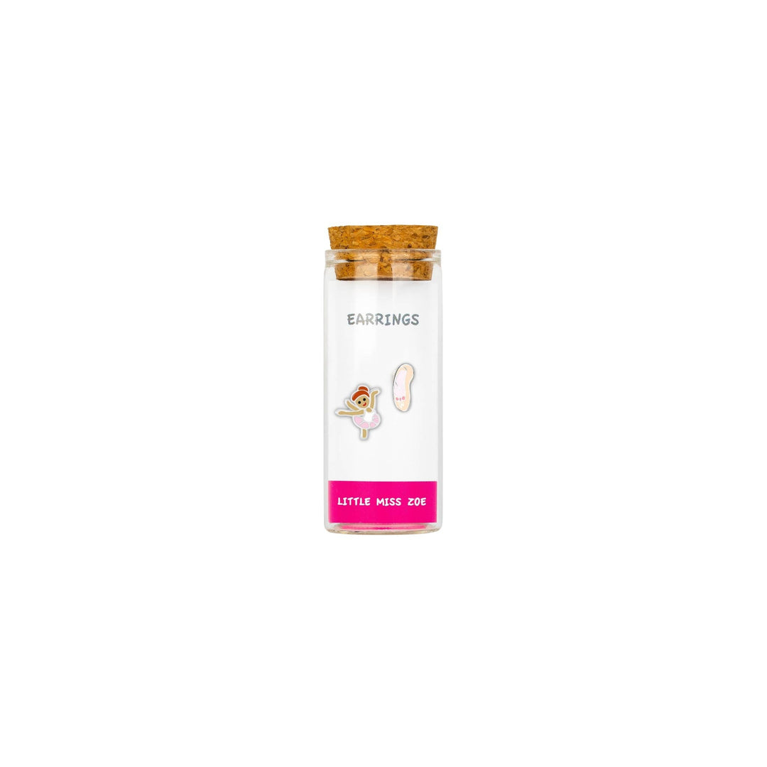 Little Miss Zoe - Stud Kids Earrings in a Bottle: Colorful Smiley Pink