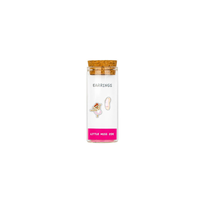 Little Miss Zoe - Stud Kids Earrings in a Bottle: Colorful Smiley Pink