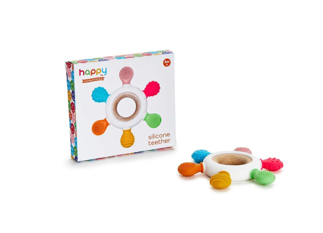 Happy by Cupcakes &amp; Cartwheels - Silicone Teether Ring *FINAL SALE*