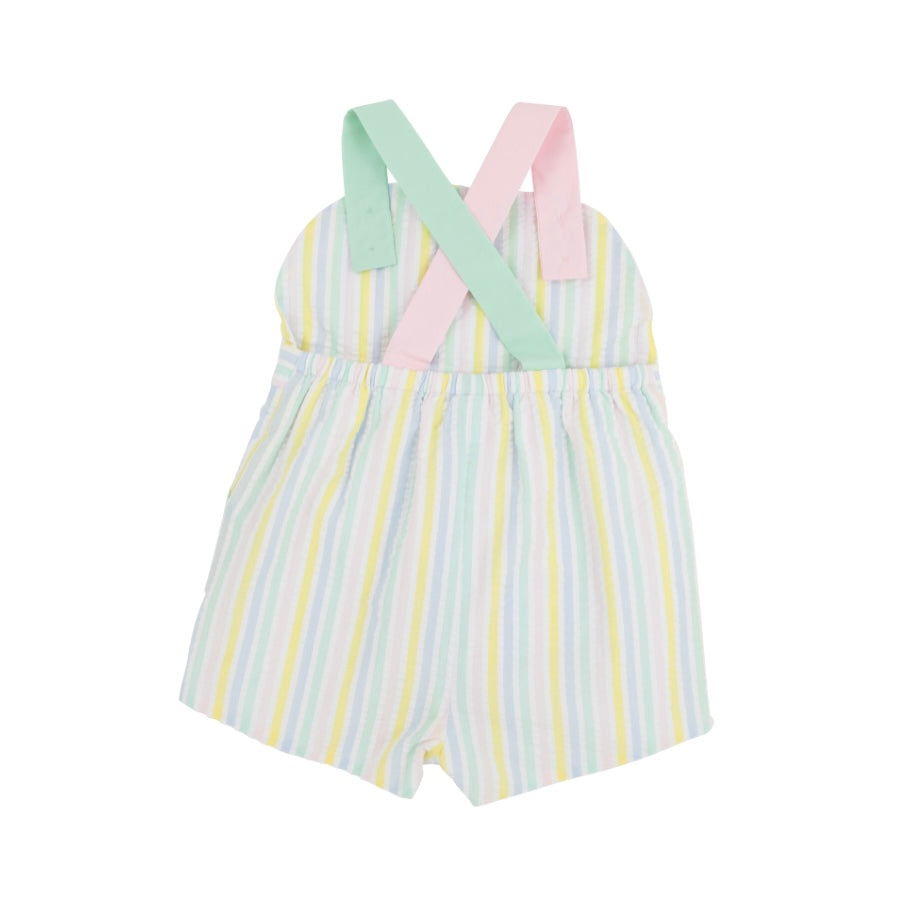 The Beaufort Bonnet Company - Ruthie Romper - Siesta Key Seersucker/Palm Beach Pink/Sea Island Seafoam