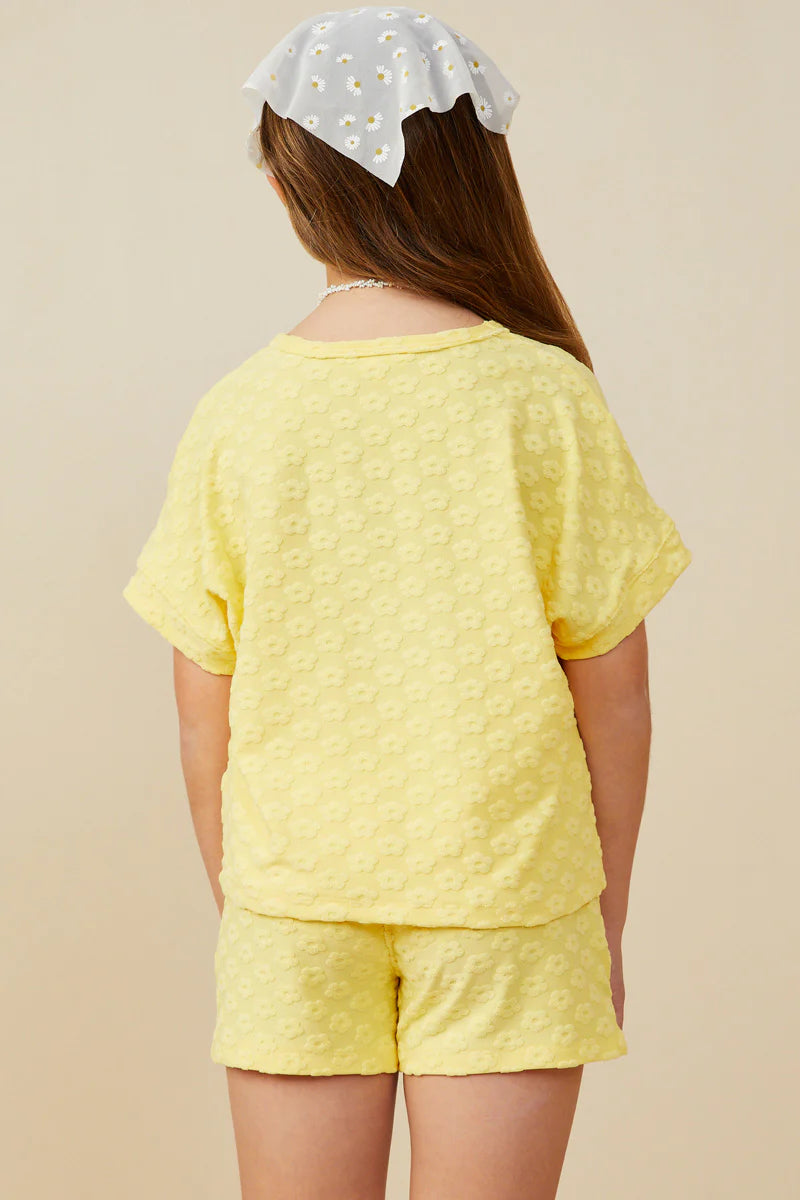 Hayden Girls - Textured Floral Knit Top - Yellow