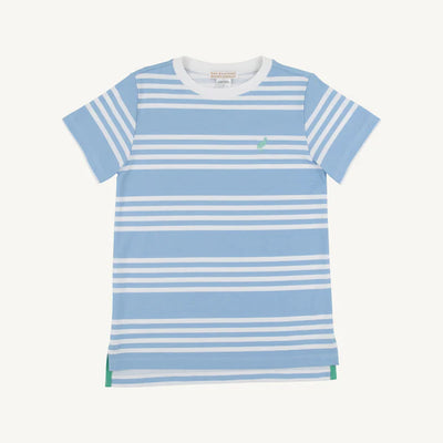 The Beaufort Bonnet Company - Carter Crewneck - Saddle Ridge Stripe (Sarasota Sky)/Worth Ave White/Gibson Island Green