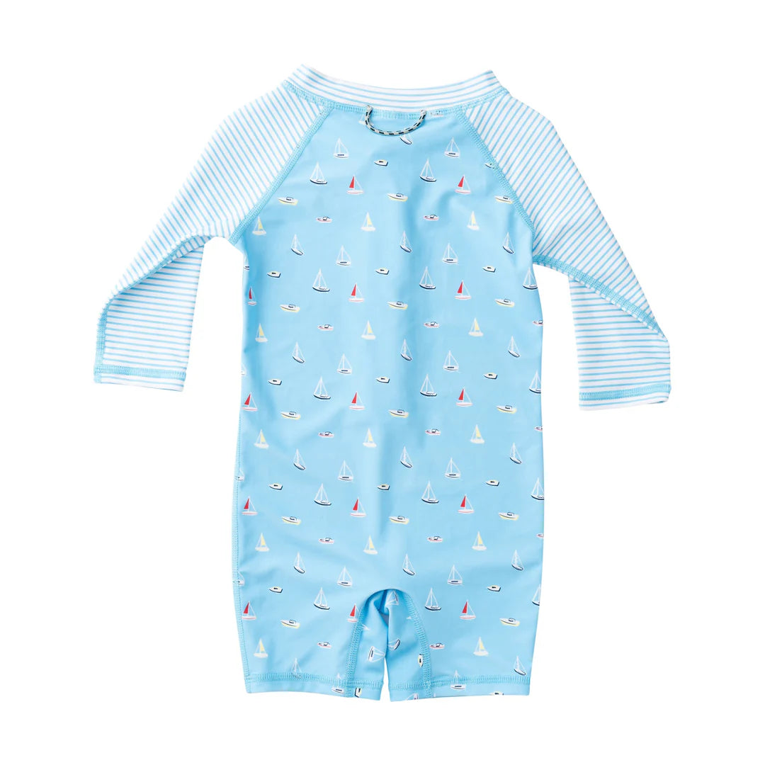 Prodoh - Lil Reef Baby Rashguard Swimsuit - Baltic Sea Boats In The Bay Print