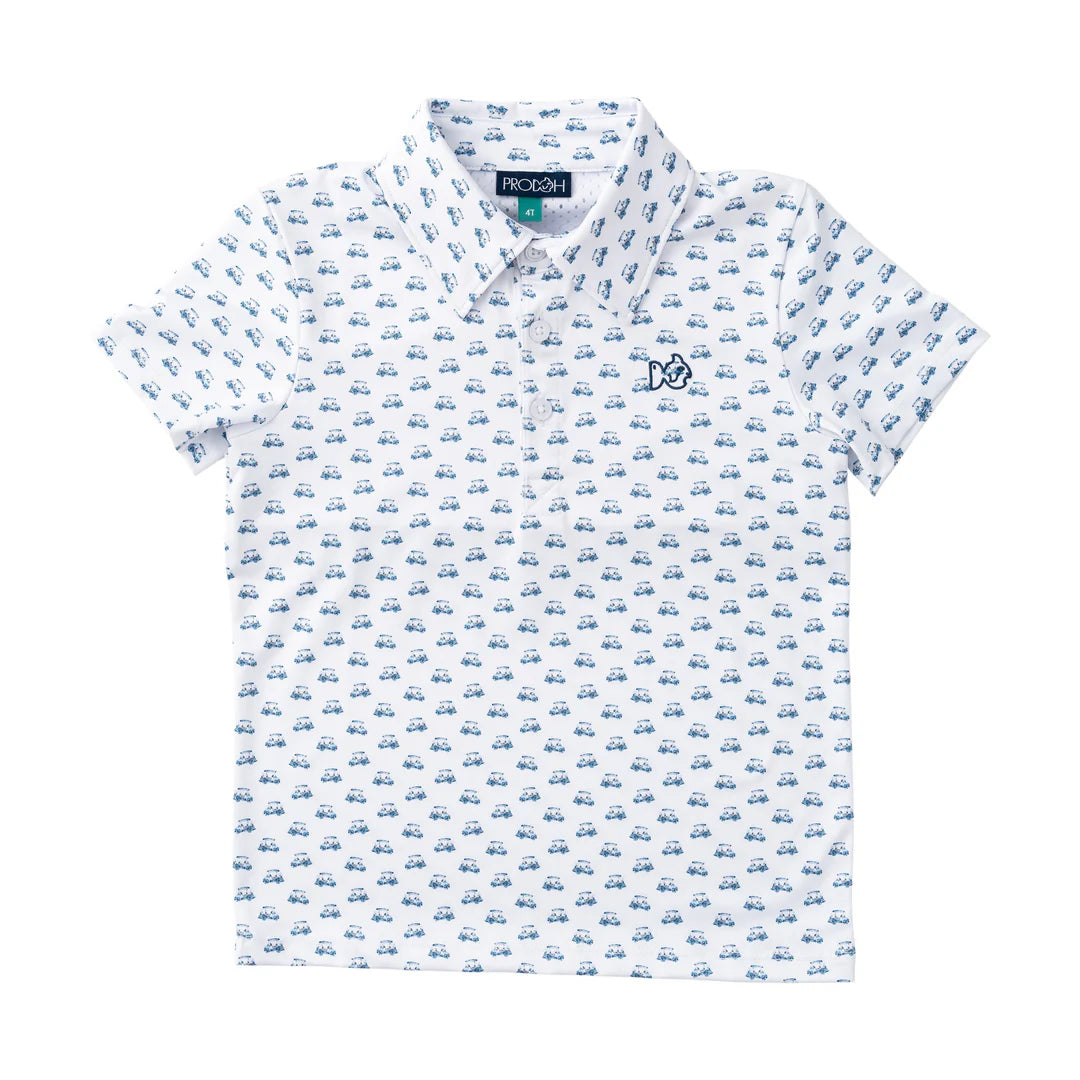 Prodoh - Boys Short Sleeve Pro Performance Polo - Golf Cart Print