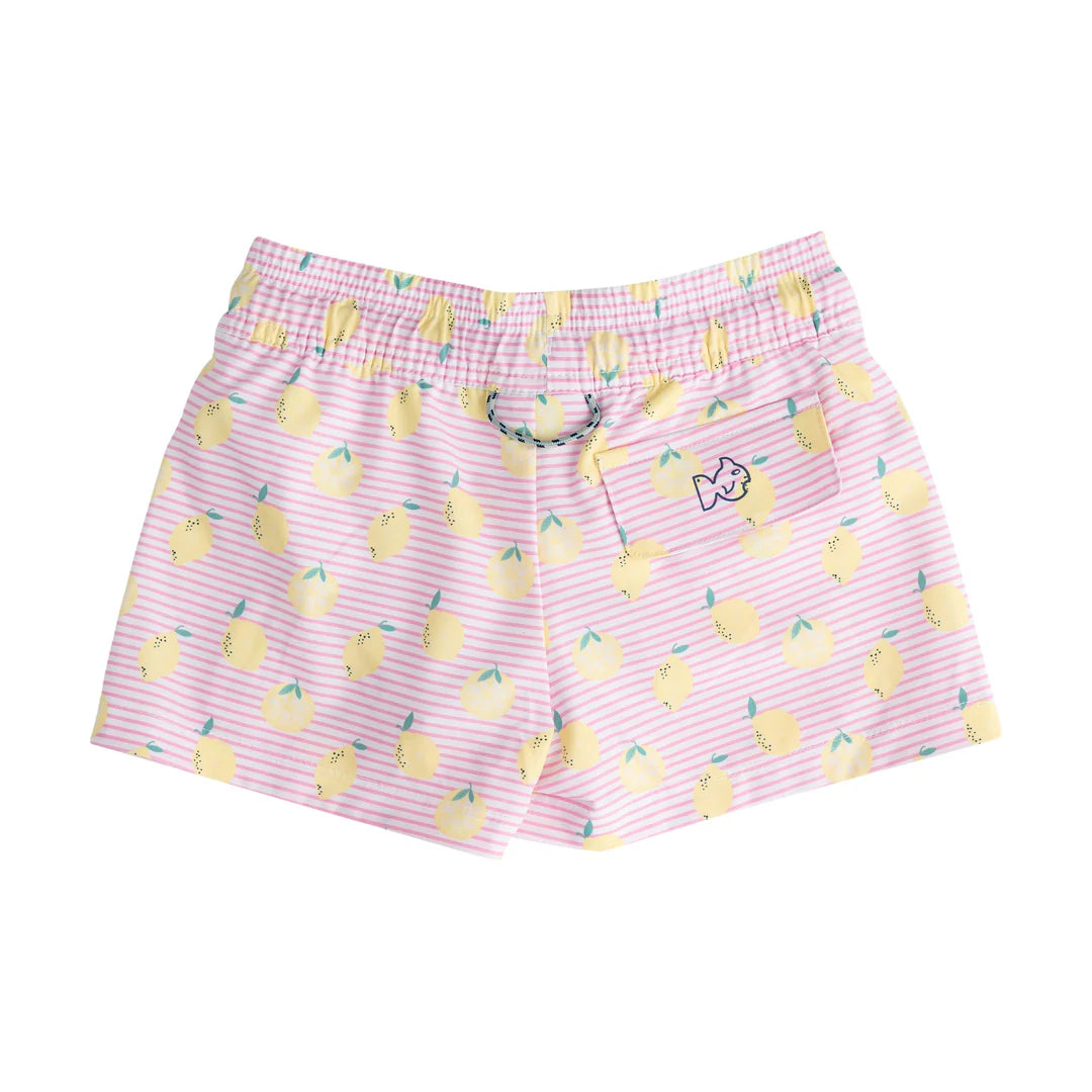 Prodoh - Girls' Beach Cruiser Short - Pink Frosting Lemon Stripe
