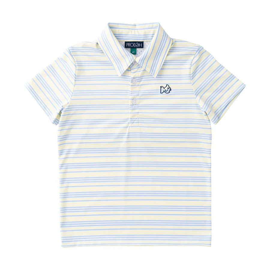 Prodoh - Boy's Short Sleeve Pro Performance Polo - Yellow Pear Windsurfer Stripe
