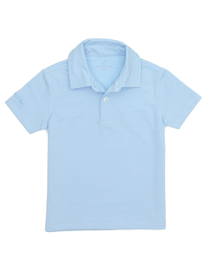 Properly Tied - Boys Gulfport Polo - Powder Blue Stripe