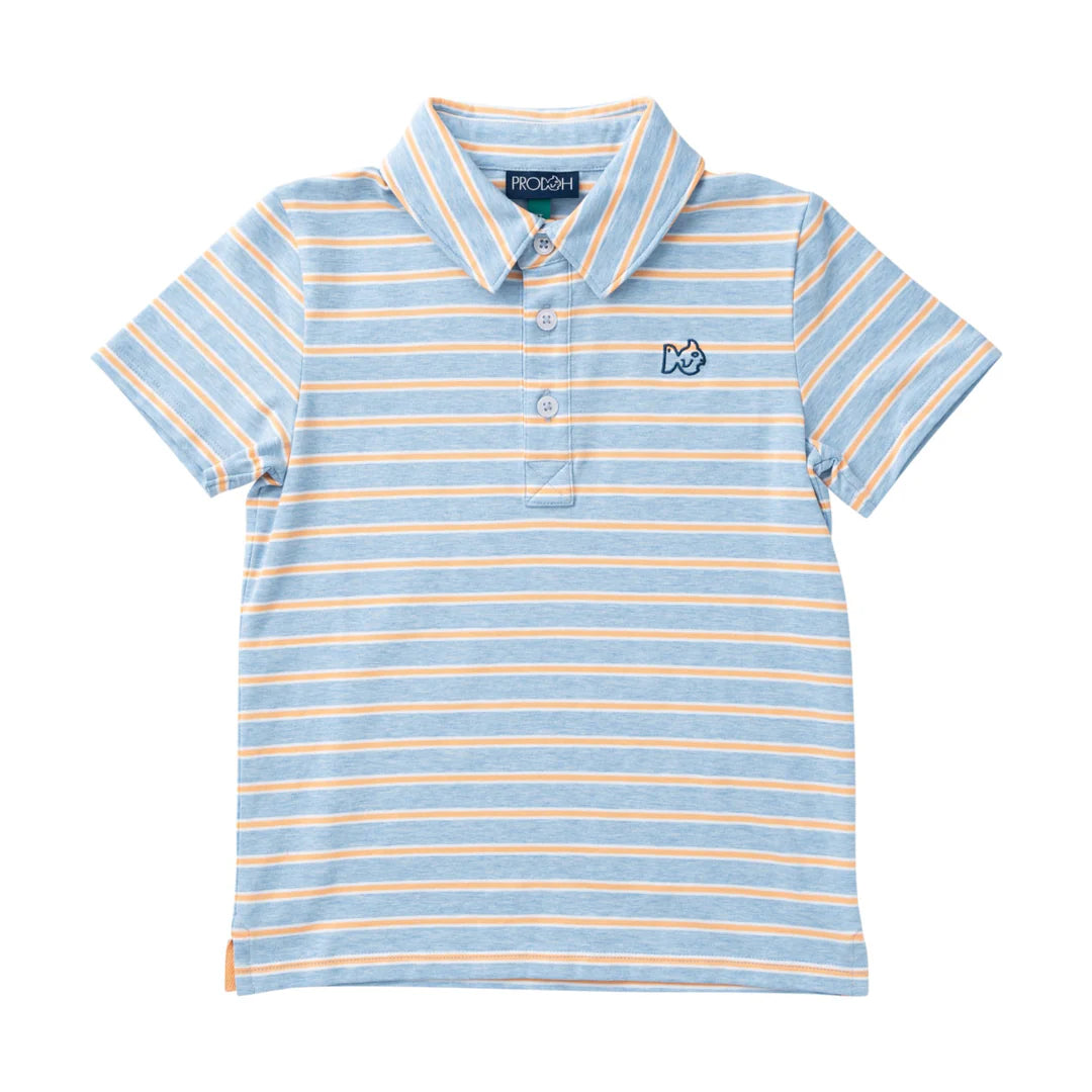 Prodoh - Boy's Short Sleeve Pro Performance Polo - Windsurfer Orange Chiffon Stripe