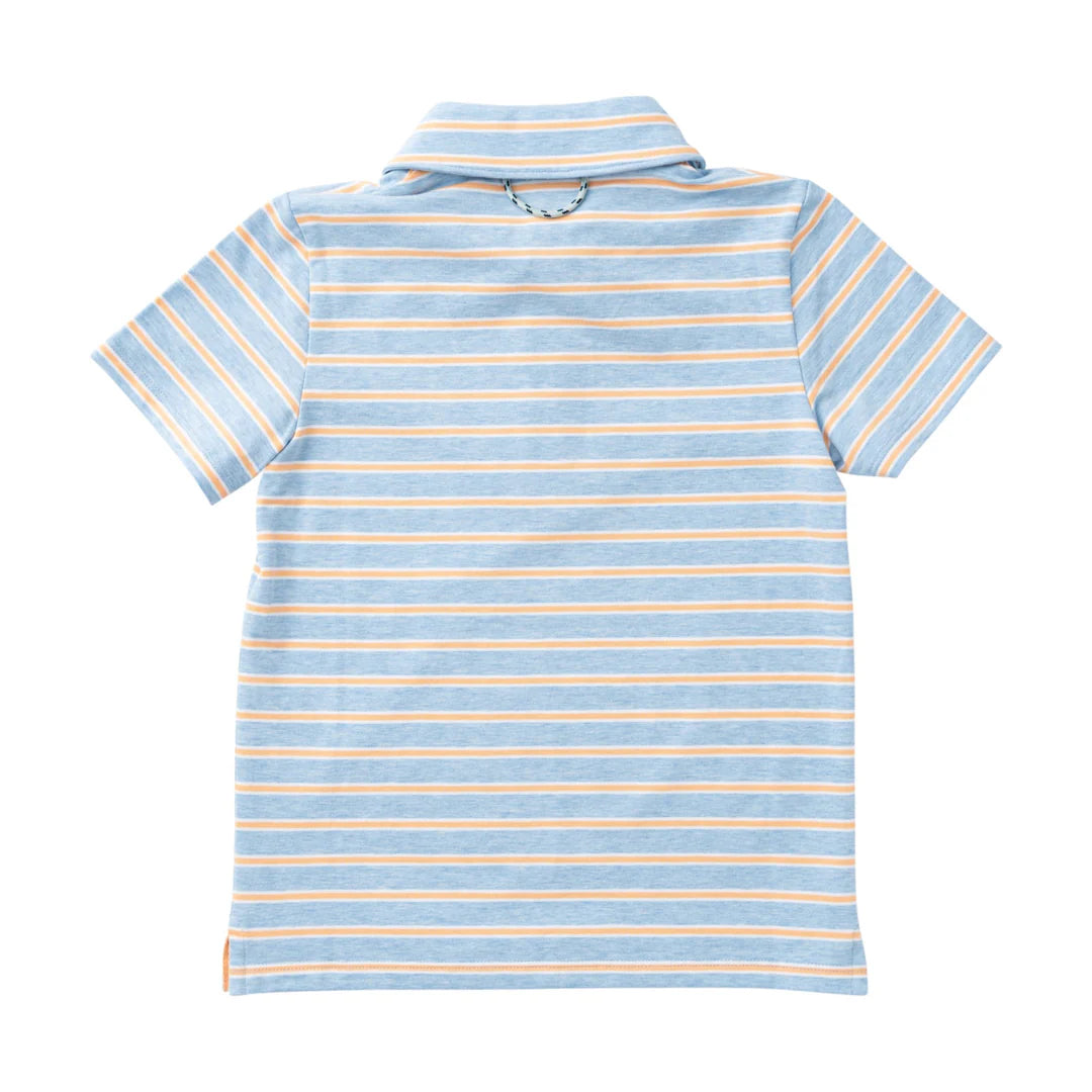 Prodoh - Boy's Short Sleeve Pro Performance Polo - Windsurfer Orange Chiffon Stripe