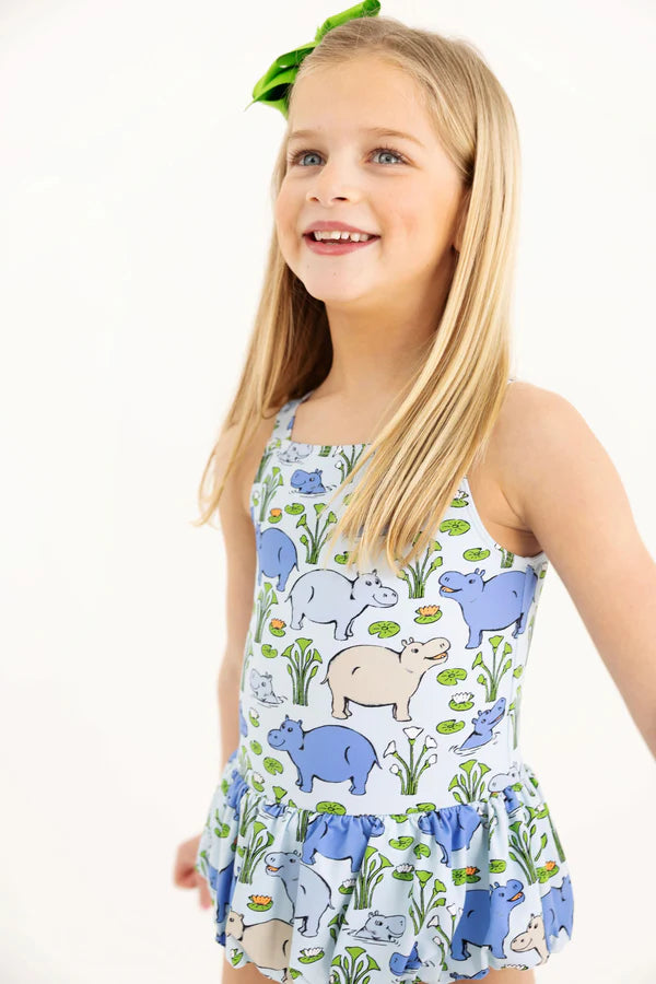 The Beaufort Bonnet Company - Grace Bay Bathing Suit - Bal Harbour Hippo - Beale Street Blue