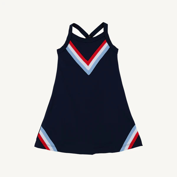 The Beaufort Bonnet Company - Prepletic Little Miss Tennis Dress - Nantucket Navy/Richmond Red