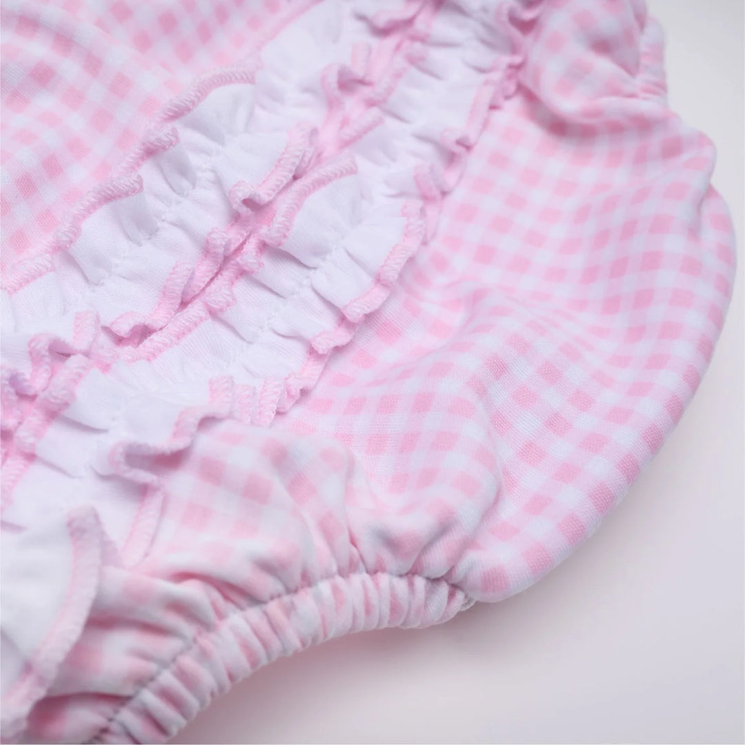 Magnolia Baby - Mini Checks Ruffle Bubble - Pink