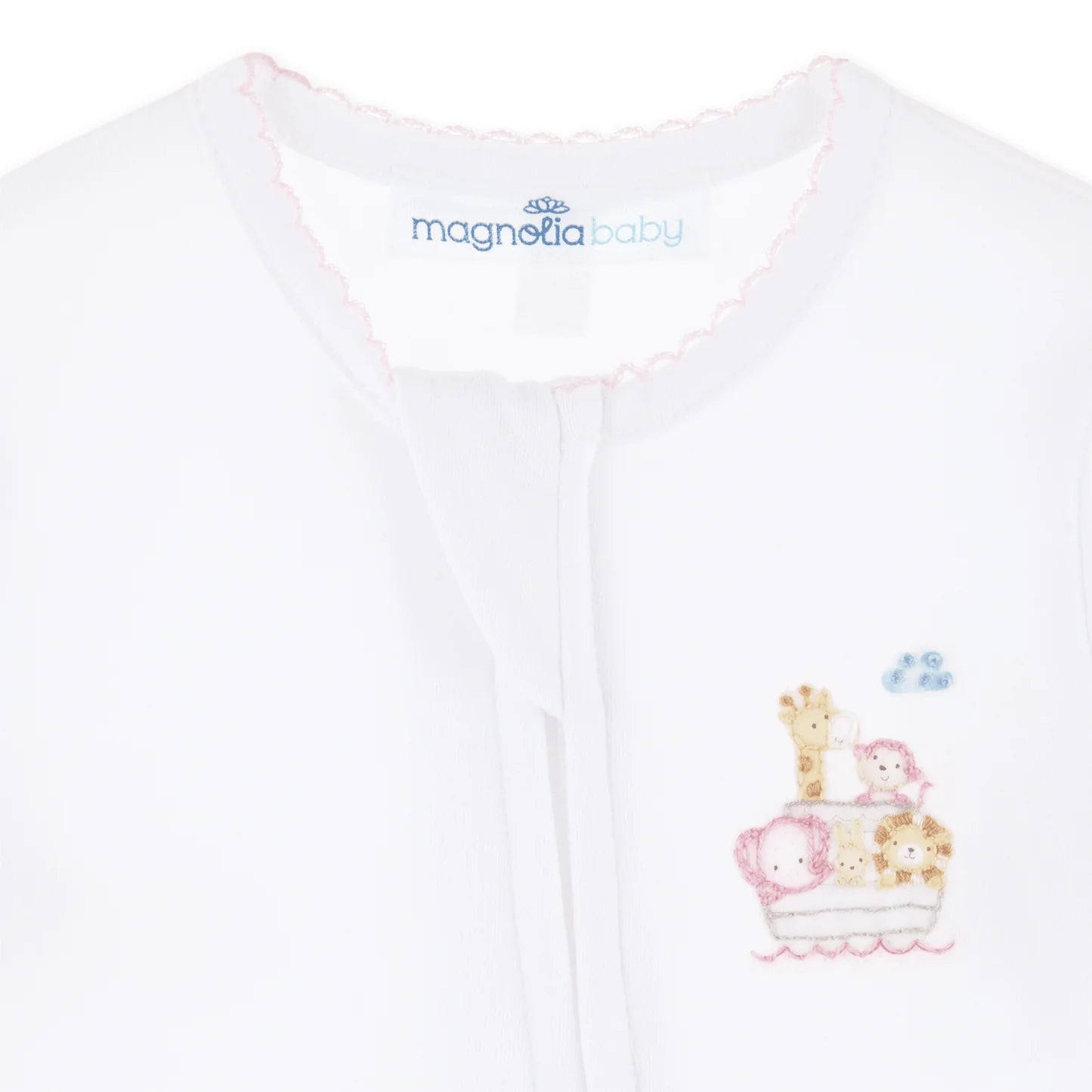 Magnolia Baby - Noah’s Ark Zip Footie - Pink